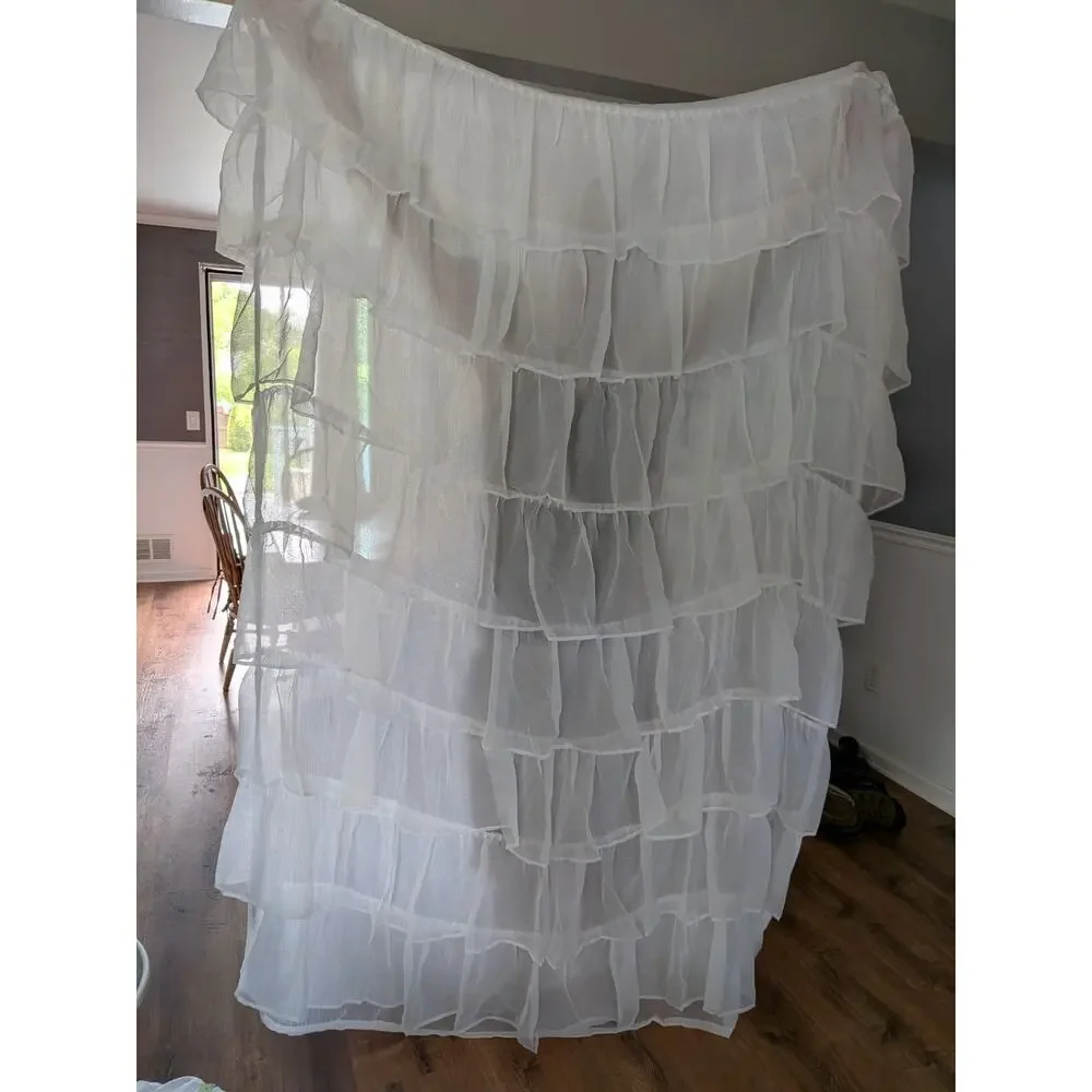 Sheer White Ruffle Shabby Chic Classic Drapes 4 Panels 54 x 80 Each